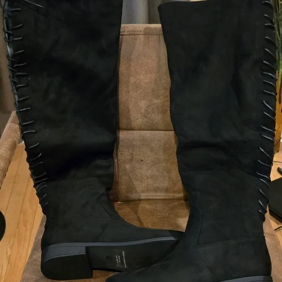 NEW! French Connection Over-the-Knee Micro Suede Boots /Size 7.5 US/ Black - Picture 8 of 8
